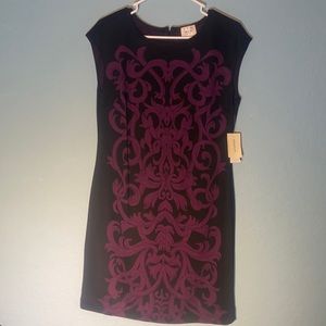 Eci New York black & Purple graphic Dress size 12